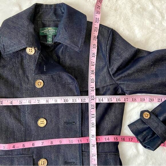 Ralph Lauren Double Breasted Metallic Sparkle Jean Jacket Size Small Petite - Picture 3 of 6